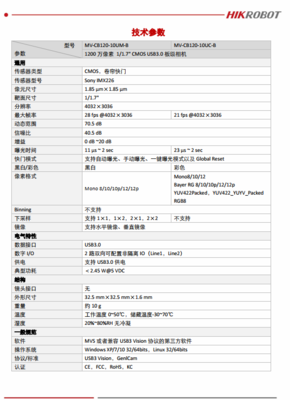 海康威視 MV-CB120-10UM-B 高精度工業(yè)視覺(jué)應(yīng)用的理想選擇